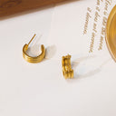 Ins Style 18K Gold Plated Studs, Gold Geometric Multi-Layer Line C-Shaped Stainless Steel & Titanium Steel Hoops