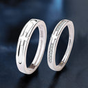 925 Sterling Silver Cross Couple Rings for Men & Women, Adjustable Cubic Zirconia Niche Jewelry - Valentine's & Qixi Gift for Girlfriend
