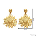 Stainless Steel Earrings - 18K Gold Plated Sunflower Design, Oversized Sunflower Titanium Steel Dangles for Women