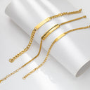 European & American Cross-Border Couple Bracelets - 18K Vacuum-Plated Titanium Steel Chains with DIY Engravable Curved Plate for Women