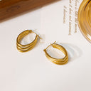 INS Style 18K Gold Plated Earrings, Multi-Layered Circle & U-Shaped Ear Cuffs, Minimalist Versatile Titanium Steel Hoops (Wholesale)