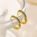 INS Style O-Shaped Titanium Steel Hoops, Plated Minimalist Fashion Earrings, Luxury Single-Row Cubic Zirconia Studs for Women