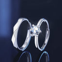 S925 Sterling Silver Moissanite Couple Rings, Minimalist Six-Claw & Plain Band Engagement/Wedding Gift for Girlfriend