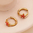 INS - style Titanium Steel Earrings for Women - High - end Light Luxury Stud Earrings, Retro Diamond - inlaid Flower - shaped Hoop Earrings, Simple and Elegant