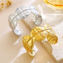 EU & US Retro Style 18K Real Gold Stainless Steel Bracelets & INS Minimalist Geometric Line Round Bangles - Women's Jewelry