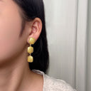 INS Style Stainless Steel Earrings - Golden Long - style Square - embossed Titanium Steel Dangles, High - end Fashion Stud Earrings for Women