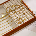 High-End 18K Vacuum-Plated Stainless Steel Bracelet - Titanium Steel Crescent Moon Disc & Octagram Pendant Jewelry for Women