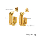 Ins Style Titanium Steel Earrings, Geometric Multi-Layer U-Shaped Minimalist Studs, Retro Unique Gold Jewelry for Wholesale Women