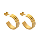 Minimalist Fashionable Stainless Steel Zircon Earrings, Versatile & Niche Design, Luxurious Titanium Steel Jewelry。