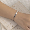 European & American Cross-Border Couple Bracelets - Minimalist Versatile Stackable Titanium Steel Chains with DIY Engravable Curved Plate