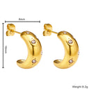 Ins Style 18K Gold Plated Diamond - Inlaid Studs, Elegant Minimalist C - Shaped Teardrop Stainless Steel & Titanium Steel Earrings for Women