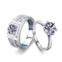 S925 Sterling Silver Fadeproof Couple Rings, High-Quality Moissanite Simulated Diamond Statement Jewelry