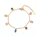 Stainless Steel Collarbone Chain & Bracelet - Titanium Steel Gold-Plated, Diamond-Embedded Colorful Zircon High-End Jewelry