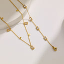 High-End European & American Collarbone Chain & Bracelet - Gold Titanium Steel Zircon-Studded Versatile Jewelry