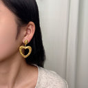 Trending! Versatile Stainless Steel Earrings for Women - Hammered - Pleated Heart Titanium Steel Dangles, 网红 - approved Chic Accessory