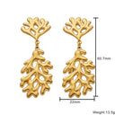 Asymmetrical Stud Earrings - Niche Design Oil-Pressed Dangles, Ocean Style Coral Stainless Steel Jewelry for Women