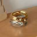 Niche Design Irregular Wide - faced Shiny Bracelet with 凹凸 Design, Alloy Electroplated Wristband for Women