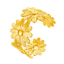 EU & US Cross-Border Retro Temperament Bracelets - Patchwork Petal Titanium Steel Bracelets & INS Flower Open Bangle Jewelry