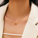 European & American INS-Style Stainless Steel Collarbone Chain - 18K Gold-Plated Niche Sweet Heart Pendant Necklace with Knotted Design