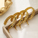 INS Style Gold Round Earrings, Titanium Steel & Stainless Steel Hoops, High-End Lightly Inlaid Colored Cubic Zirconia Jewelry for Women