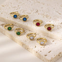 Korean-Style New Design Earrings, 18K Gold Plated Stainless Steel Geometric Zircon Earrings, Elegant Versatile Jewelry for Women