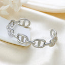 Ins Hot Selling Bracelet - Retro Gold Wide Pig Nose C-Shaped Open Stainless Steel Bangle for Women