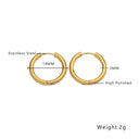 18K Gold Plated Earrings, Stainless Steel & Titanium Steel Hollow Hoops, High-End Versatile Round Wire Ear Cuffs for Women