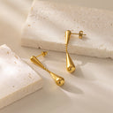 Direct from Manufacturer: Stainless Steel Long Teardrop Earrings - Non-Fading, Light Luxury, Stylish & Versatile Ear Hooks for Wholesale
