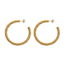 Cool-Tone Minimalist Versatile Mesh Circle Studs, Gold Stainless Steel & Titanium Steel Earrings for Women