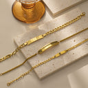 European & American Cross-Border Couple Bracelets - 18K Vacuum-Plated Titanium Steel Chains with DIY Engravable Curved Plate for Women