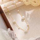 INS French Retro Style Necklace - High-End Gold-Plated Pearl Titanium Steel Sweater Chain, Light Luxury Versatile Women's Collarbone Chain
