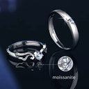 S925 Sterling Silver Angel Wings Moissanite Couple Rings, INS Minimalist Open Engagement/Wedding Ring Settings