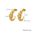 Ins Style 18K Gold Plated Irregular Ear Hoops, C-Shaped Semicircular Ripple Stainless Steel & Titanium Steel Studs for Women