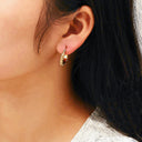 Seaside Vacation Earrings, Gold Stainless Steel & Titanium Steel Big Hoops, Retro Luxury Dopamine Pendant Earrings for Women