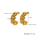Ins Style 18K Gold Plated C-Shaped Stud Earrings, Lava Irregular Stainless Steel & Titanium Steel Fade - Proof Earrings