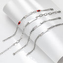 European & American Cross-Border Couple Bracelets - Minimalist Versatile Stackable Titanium Steel Chains with DIY Engravable Curved Plate