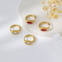 Luxury Geometric Earrings, 18K Gold Plated Diamond - Inlaid Ear Cuffs, High - End Stainless Steel Jewelry for Women