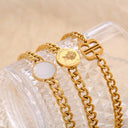 INS Vibe Gold Queen Bracelet - High-End Titanium Steel Bangle with White Mother-of-Pearl for Women