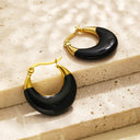 INS Style Stud Earrings, Colorful Chubby U-Shaped Hoops with Enamel & Resin, Titanium Steel Jewelry (Wholesale) for Women
