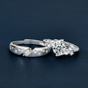 S925 Sterling Silver Moissanite Couple Rings, Minimalist & Luxe Simulated Diamond Unisex Bands - Unique Original Jewelry