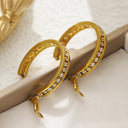 INS Style Gold Round Earrings, Titanium Steel & Stainless Steel Hoops, High-End Lightly Inlaid Colored Cubic Zirconia Jewelry for Women