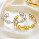 Ins Hot Selling Bracelet - Retro Gold Wide Pig Nose C-Shaped Open Stainless Steel Bangle for Women