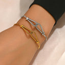 New Cross-Border European & American Couple Bracelets - 18K Gold-Plated Stainless Steel, Versatile Unique High-End Jewelry