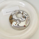 Hot-Selling Korean New Style Round Large Disc Pin - Gold & Silver Irregular Water Wave Brooch Series, Versatile Wholesale