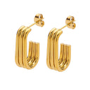 Ins Style Titanium Steel Earrings, Geometric Multi-Layer U-Shaped Minimalist Studs, Retro Unique Gold Jewelry for Wholesale Women
