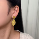 High - end Fashion Titanium Steel Earrings - Embossed Texture Dangle Earrings, Irregular Geometric Tassel Titanium Steel Earrings for Wome