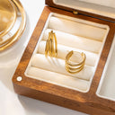 INS Style 18K Gold Plated Earrings, Multi-Layered Circle & U-Shaped Ear Cuffs, Minimalist Versatile Titanium Steel Hoops (Wholesale)