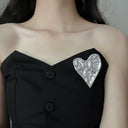 Metal Irregular Concave-Convex Heart Brooch for Women - High-End Large Pin, Versatile Accessory for Sweaters, Coats & Jackets