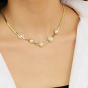 INS French Retro Style Necklace - High-End Gold-Plated Pearl Titanium Steel Sweater Chain, Light Luxury Versatile Women's Collarbone Chain