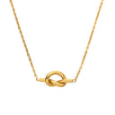 European & American INS-Style Stainless Steel Collarbone Chain - 18K Gold-Plated Niche Sweet Heart Pendant Necklace with Knotted Design